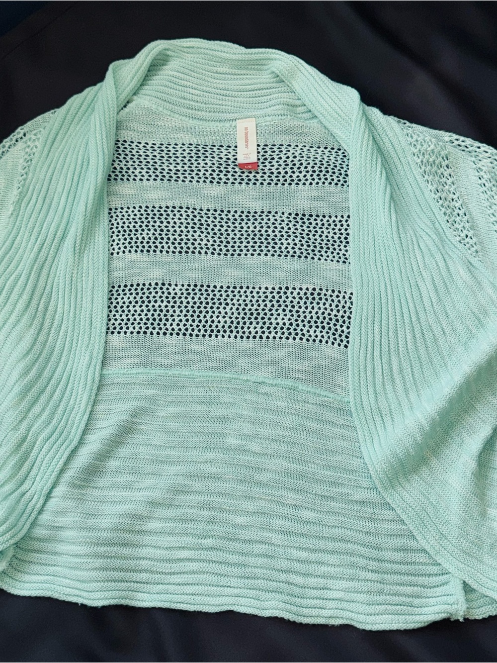 No Boundaries Mint Open-Front Short Sleeve Shrug - Picture 3 of 6